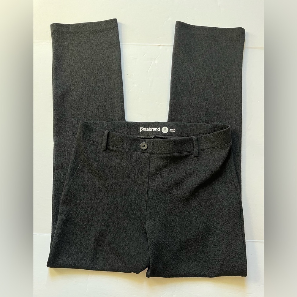 Betabrand Dress Straight Leg Yoga Work Pants Textured Black size Medium P